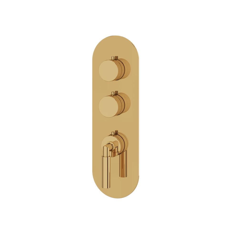 Aquabrass - Aria Round Trim Set for 2 Shut-Off Thermostatic Valve
