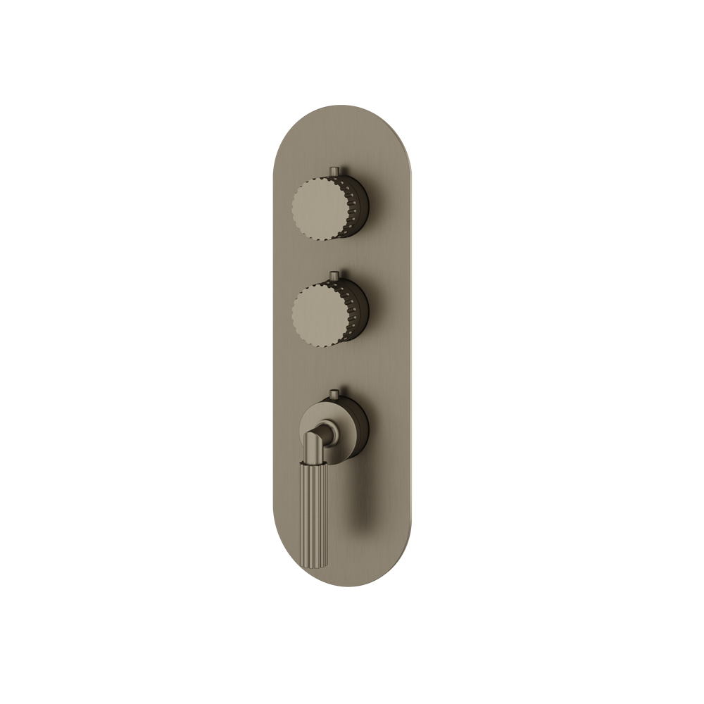 Aquabrass - Montebello Round Trim Set for 2 Shut-Off Thermostatic Valve