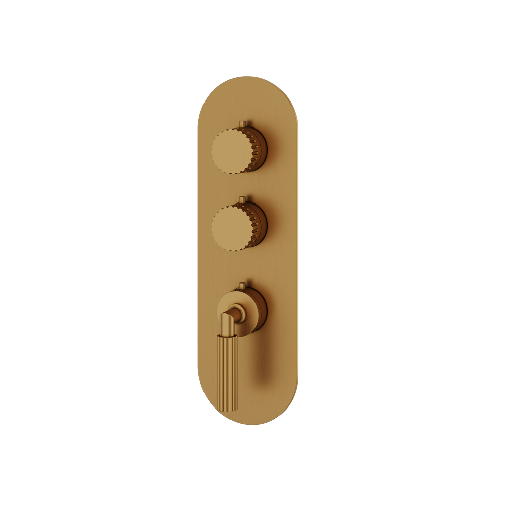 Aquabrass - Montebello Round Trim Set for 2 Shut-Off Thermostatic Valve