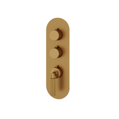 Aquabrass - Montebello Round Trim Set for 2 Shut-Off Thermostatic Valve