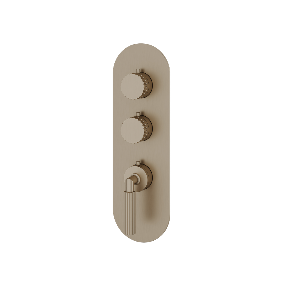 Aquabrass - Montebello Round Trim Set for 2 Shut-Off Thermostatic Valve
