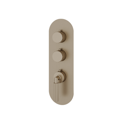 Aquabrass - Montebello Round Trim Set for 2 Shut-Off Thermostatic Valve