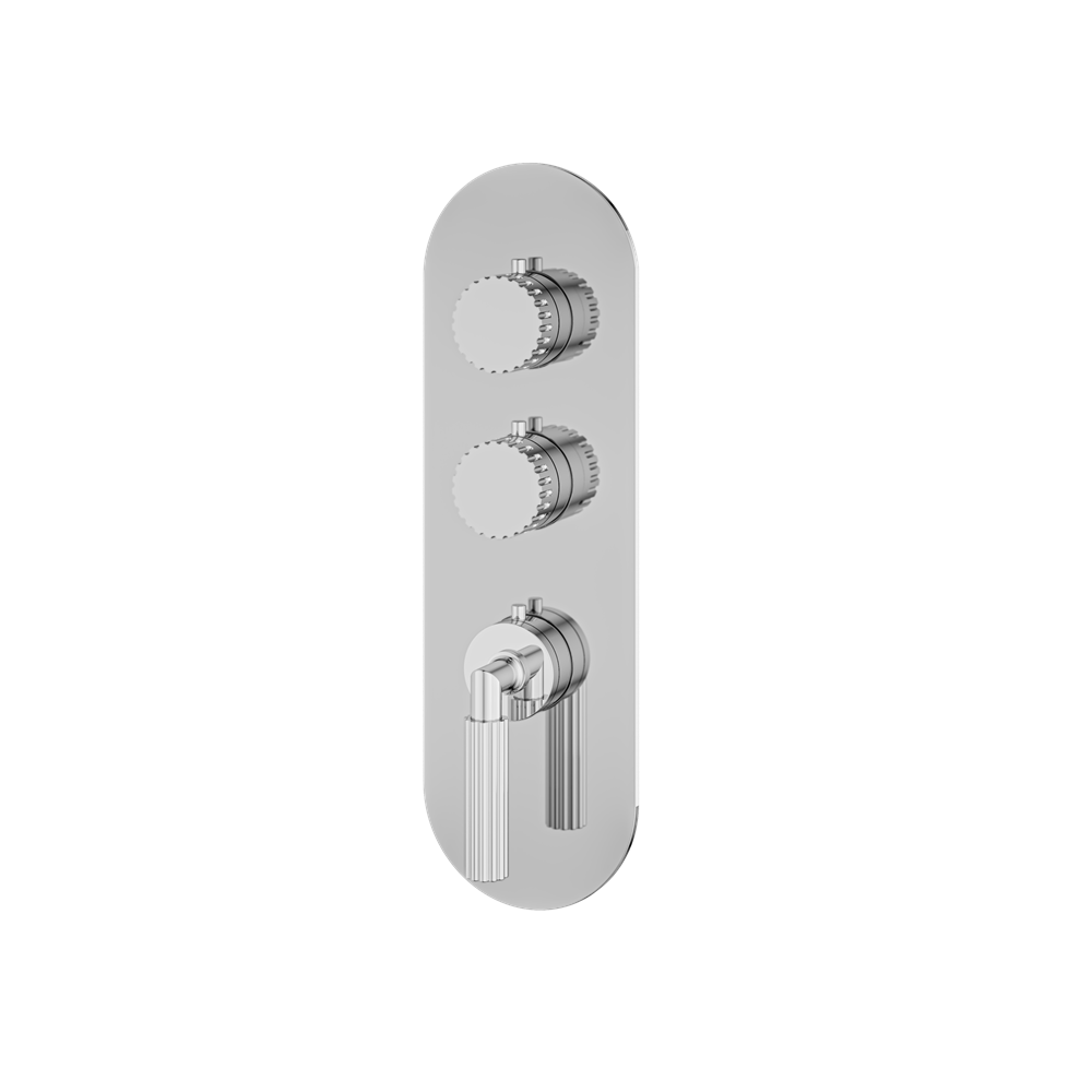 Aquabrass - Montebello Round Trim Set for 2 Shut-Off Thermostatic Valve
