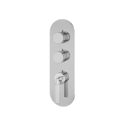 Aquabrass - Montebello Round Trim Set for 2 Shut-Off Thermostatic Valve