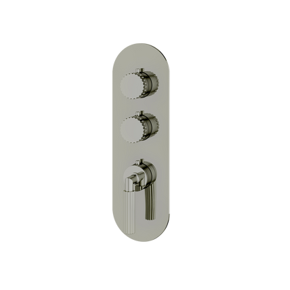 Aquabrass - Montebello Round Trim Set for 2 Shut-Off Thermostatic Valve