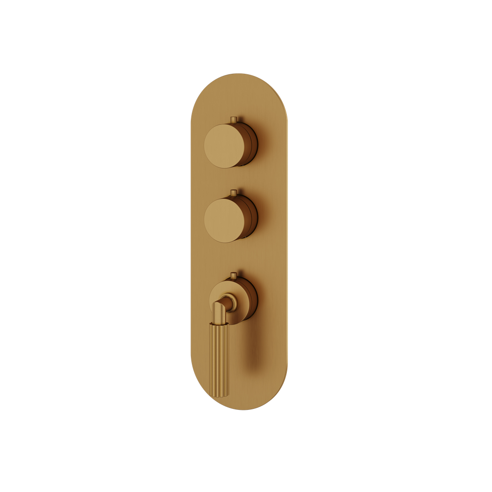 Aquabrass - Montecarlo Round Trim Set for 2 Shut-Off Thermostatic Valve
