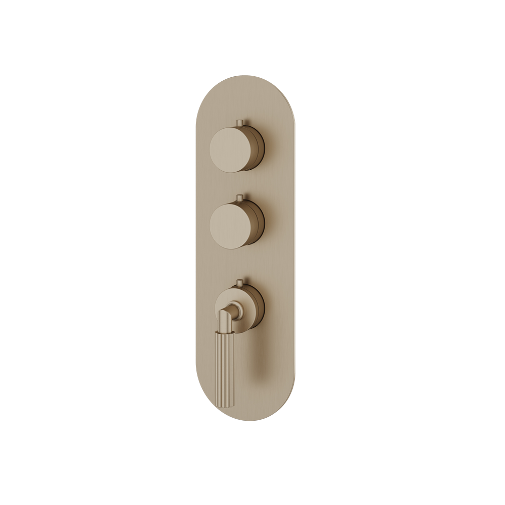 Aquabrass - Montecarlo Round Trim Set for 2 Shut-Off Thermostatic Valve