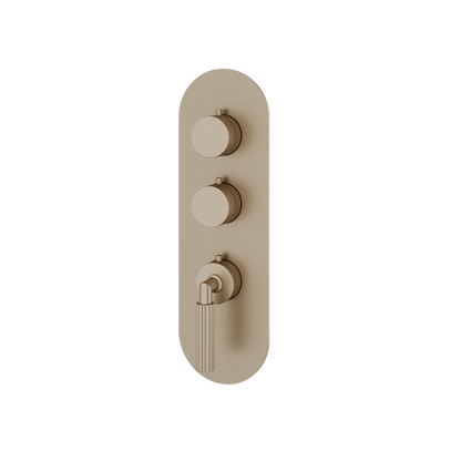Aquabrass - Montecarlo Round Trim Set for 2 Shut-Off Thermostatic Valve