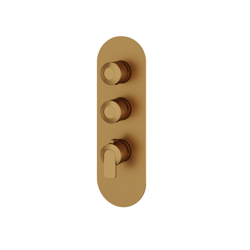 Aquabrass - C67 Round Trim Set for 2 Shut-Off Thermostatic Valve