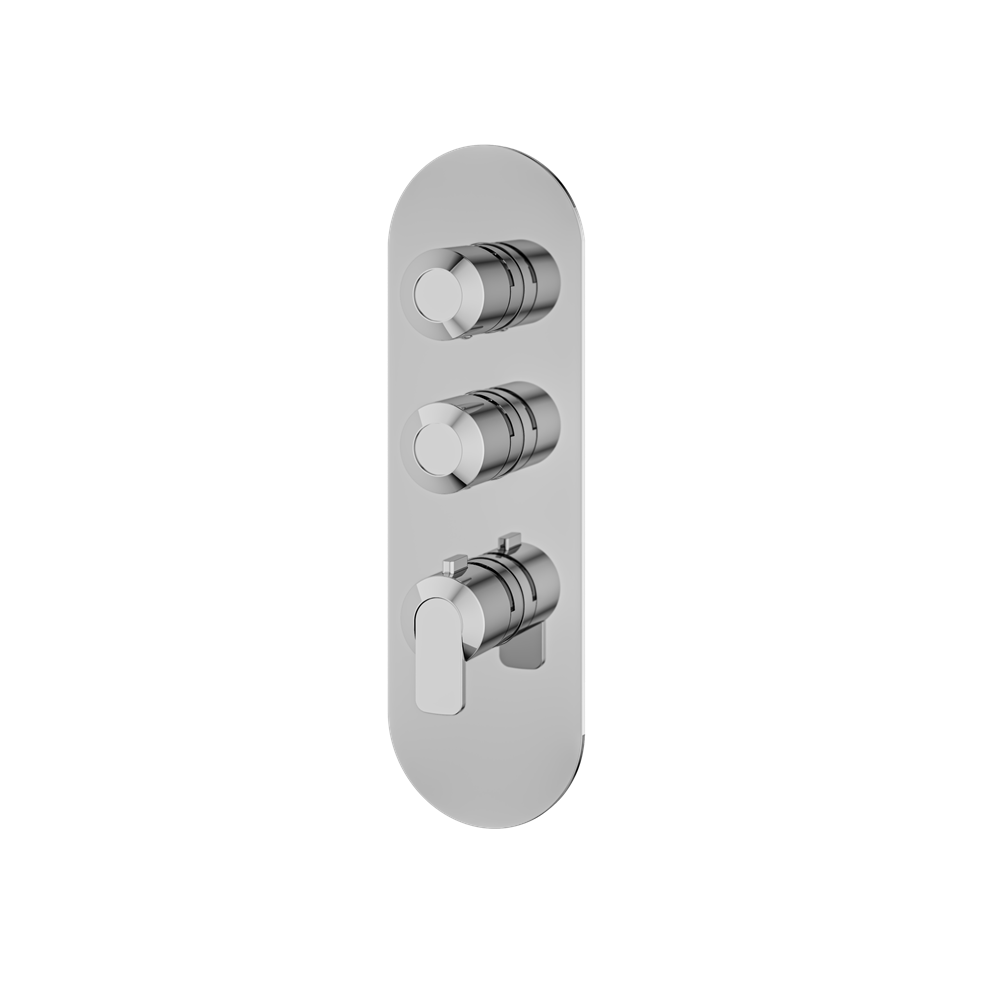 Aquabrass - C67 Round Trim Set for 2 Shut-Off Thermostatic Valve