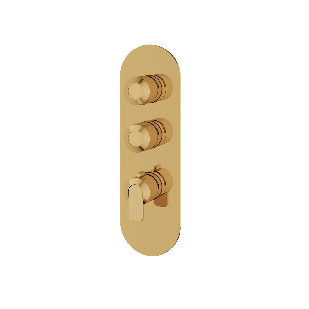 Aquabrass - C67 Round Trim Set for 2 Shut-Off Thermostatic Valve