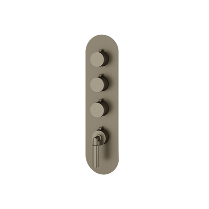 Aquabrass - Aria Round Trim Set for 3 Shut-Off Thermostatic Valve