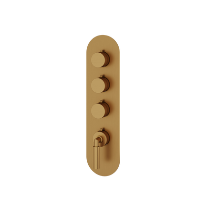 Aquabrass - Aria Round Trim Set for 3 Shut-Off Thermostatic Valve