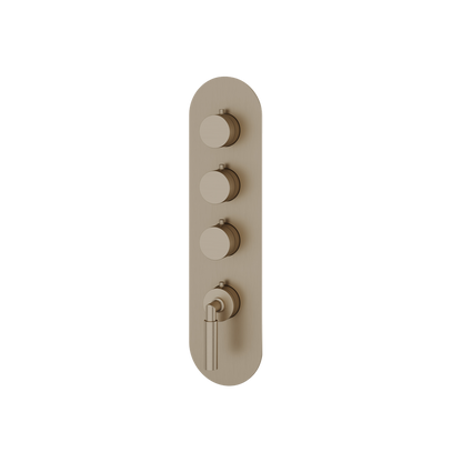 Aquabrass - Aria Round Trim Set for 3 Shut-Off Thermostatic Valve