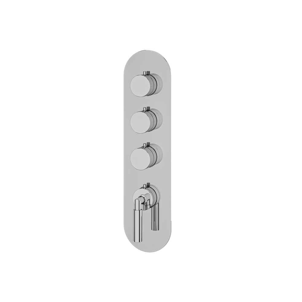 Aquabrass - Aria Round Trim Set for 3 Shut-Off Thermostatic Valve