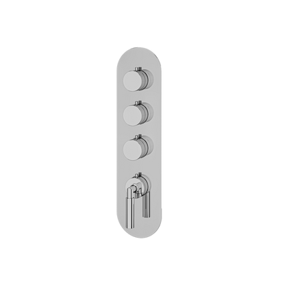 Aquabrass - Aria Round Trim Set for 3 Shut-Off Thermostatic Valve