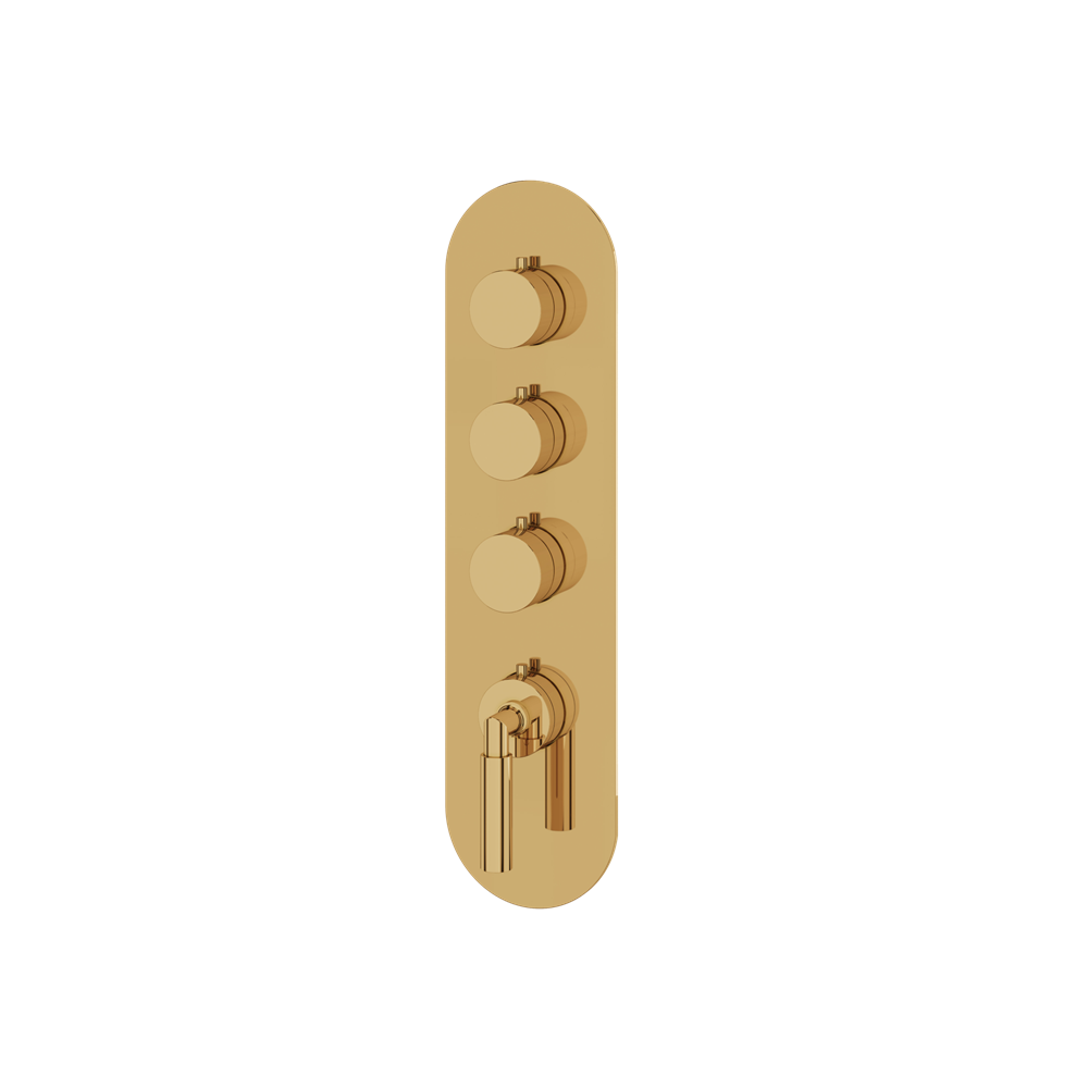 Aquabrass - Aria Round Trim Set for 3 Shut-Off Thermostatic Valve