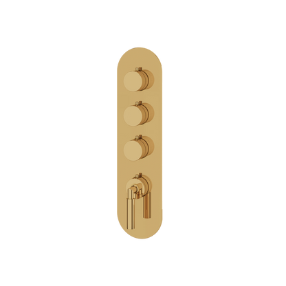 Aquabrass - Aria Round Trim Set for 3 Shut-Off Thermostatic Valve