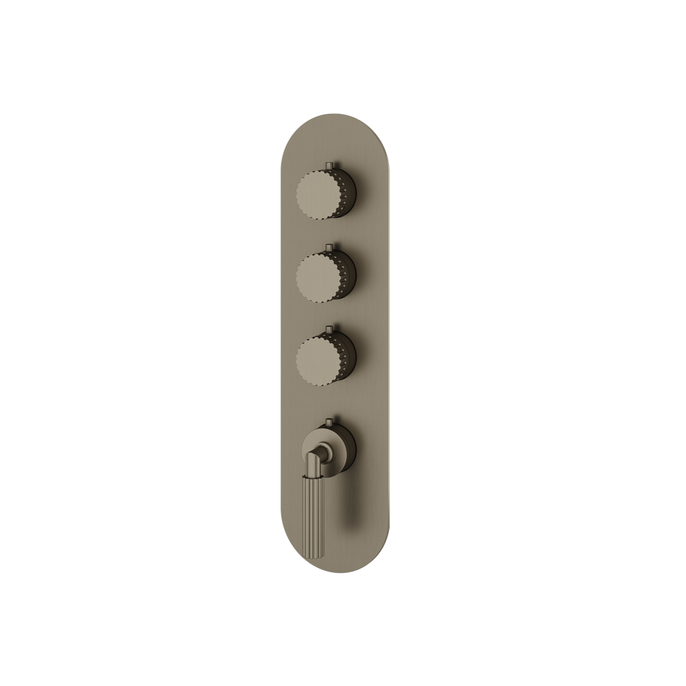 Aquabrass - Montebello Round Trim Set for 3 Shut-Off Thermostatic Valve