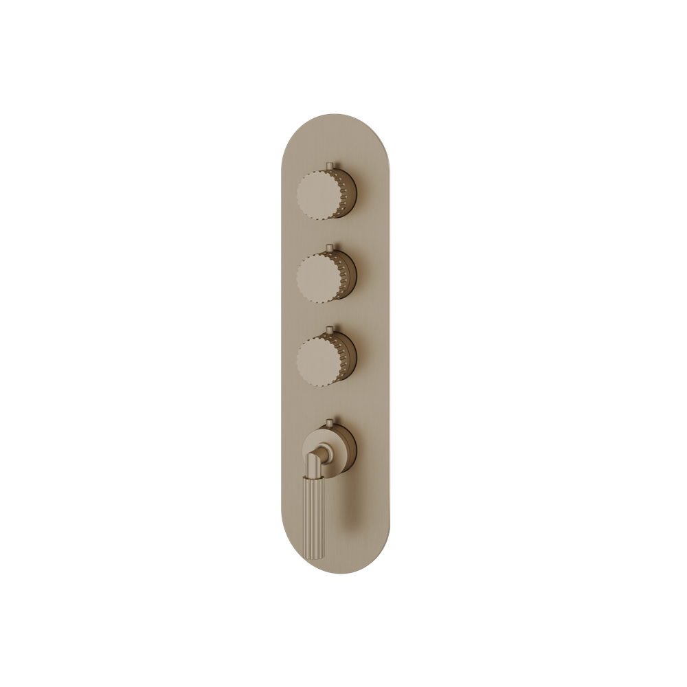 Aquabrass - Montebello Round Trim Set for 3 Shut-Off Thermostatic Valve