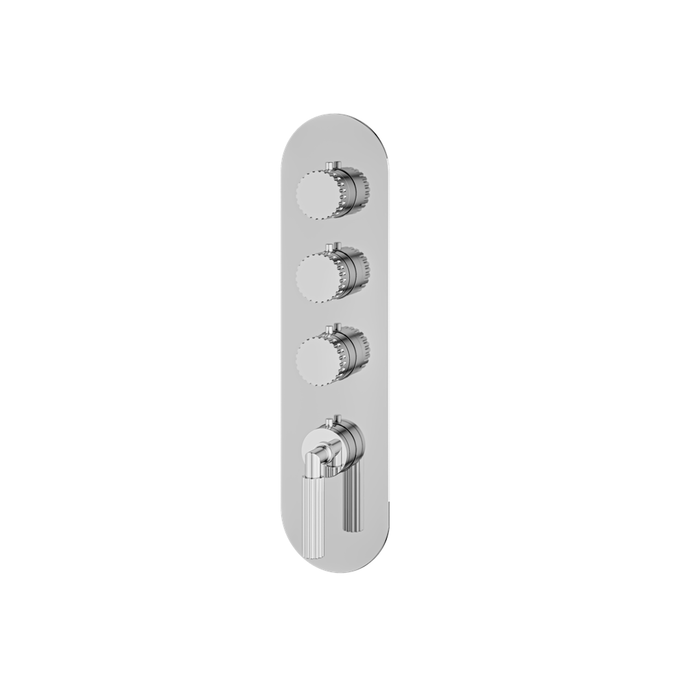 Aquabrass - Montebello Round Trim Set for 3 Shut-Off Thermostatic Valve