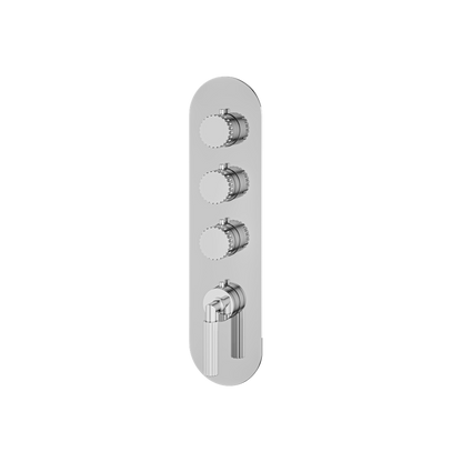 Aquabrass - Montebello Round Trim Set for 3 Shut-Off Thermostatic Valve