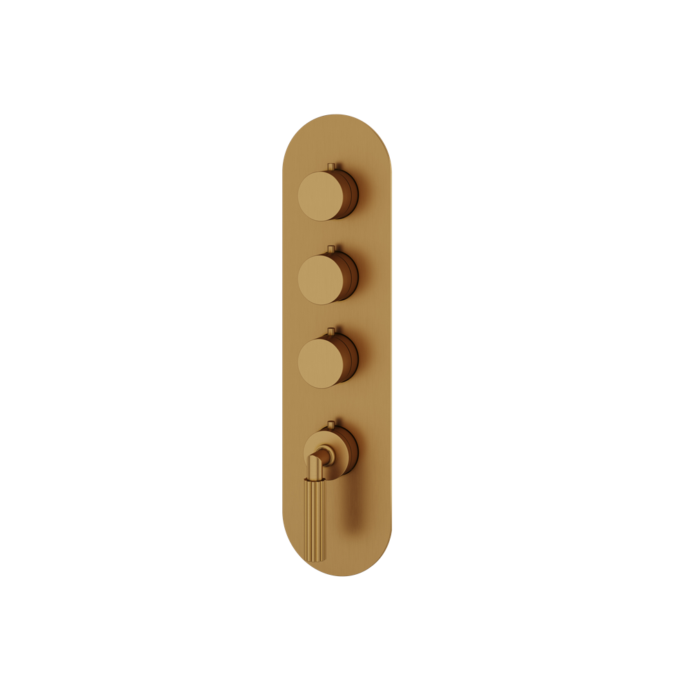 Aquabrass - Montecarlo Round Trim Set for 3 Shut-Off Thermostatic Valve