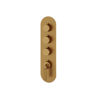 Aquabrass - Montecarlo Round Trim Set for 3 Shut-Off Thermostatic Valve