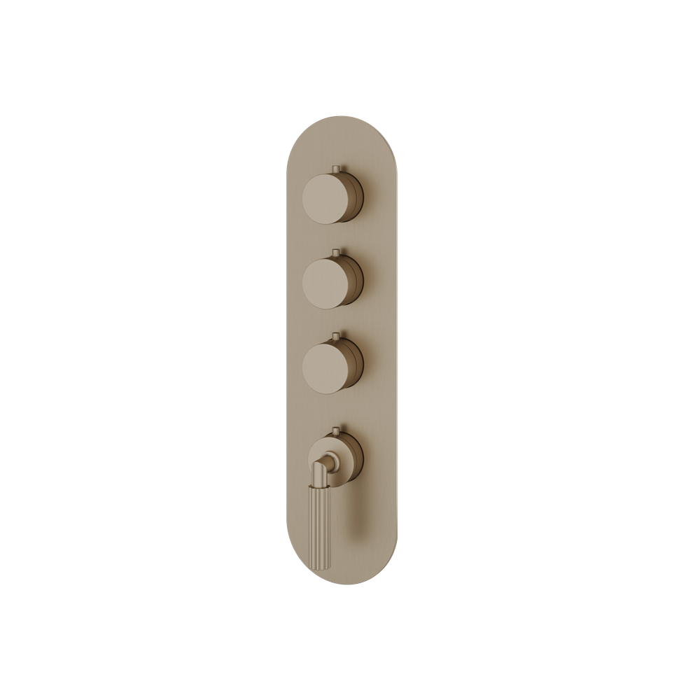 Aquabrass - Montecarlo Round Trim Set for 3 Shut-Off Thermostatic Valve