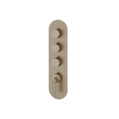 Aquabrass - Montecarlo Round Trim Set for 3 Shut-Off Thermostatic Valve