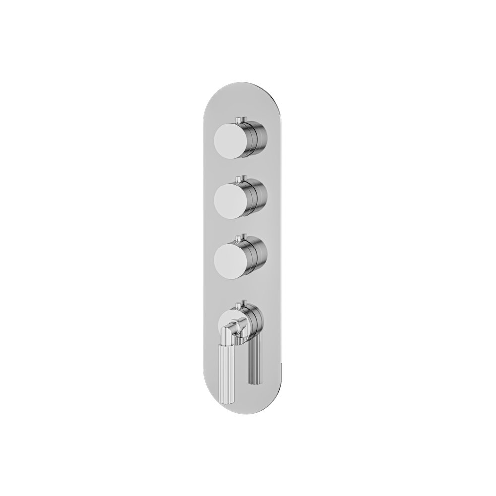 Aquabrass - Montecarlo Round Trim Set for 3 Shut-Off Thermostatic Valve