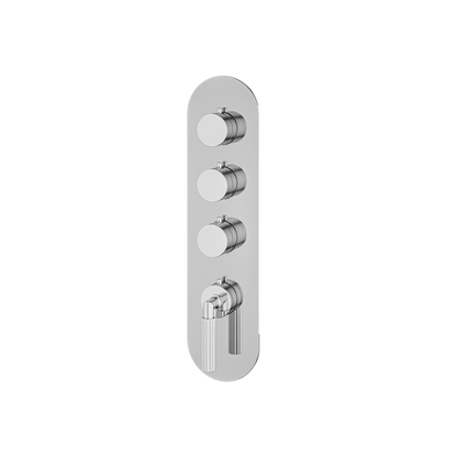 Aquabrass - Montecarlo Round Trim Set for 3 Shut-Off Thermostatic Valve