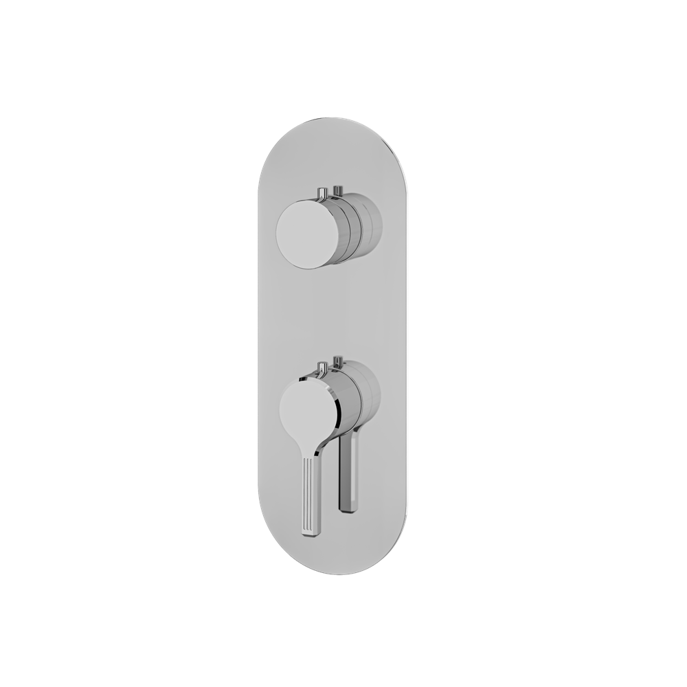 Aquabrass - Ariston Round Trim Set with 2-Way Shared Diverter for Thermostatic Valve