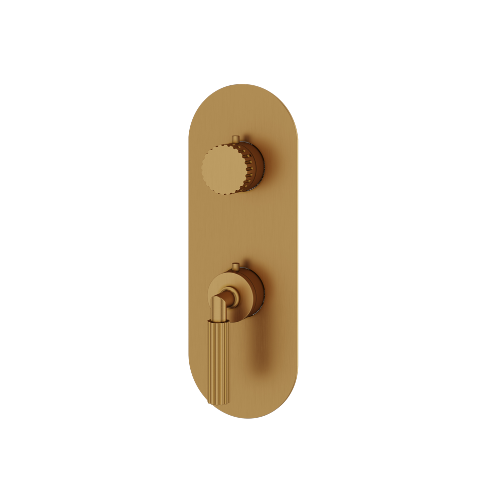Aquabrass - Montebello  Round Trim Set with Diverter for Thermostatic Valve - 2-Way shared
