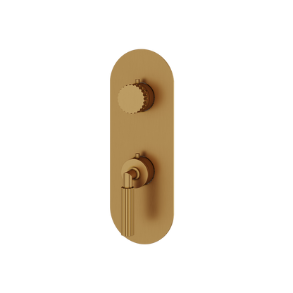 Aquabrass - Montebello  Round Trim Set with Diverter for Thermostatic Valve - 2-Way shared