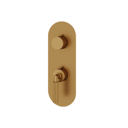 Aquabrass - Montecarlo Round Trim Set with Diverter for Thermostatic Valve - 2-Way Shared