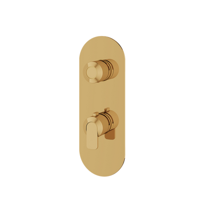 Aquabrass - C67 Round Trim Set with Diverter for Thermostatic Valve - 2-Way Shared