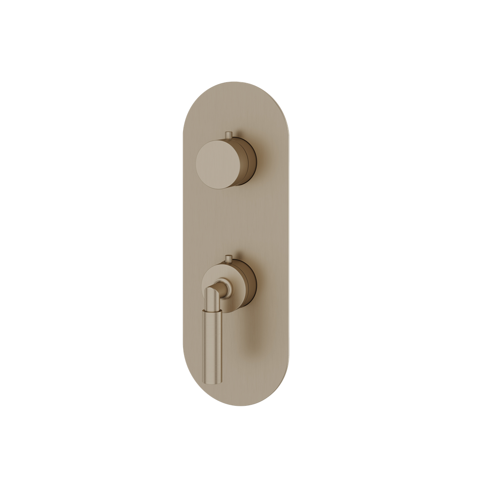 Aquabrass - Aria Round Trim Set with Diverter for Thermostatic Valve - 3-Way shared