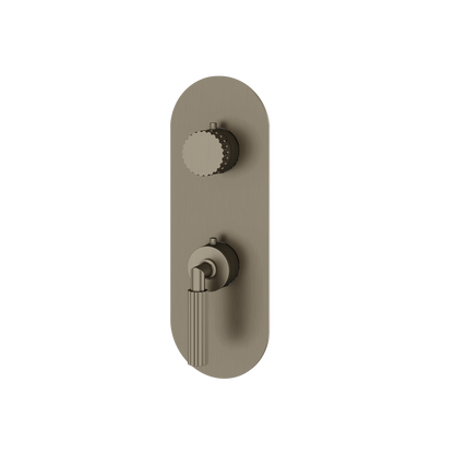 Aquabrass - Montebello Round Trim Set with Diverter for Thermostatic Valve - 3-Way shared