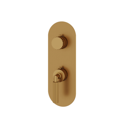 Aquabrass - Montebello Round Trim Set with Diverter for Thermostatic Valve - 3-Way shared
