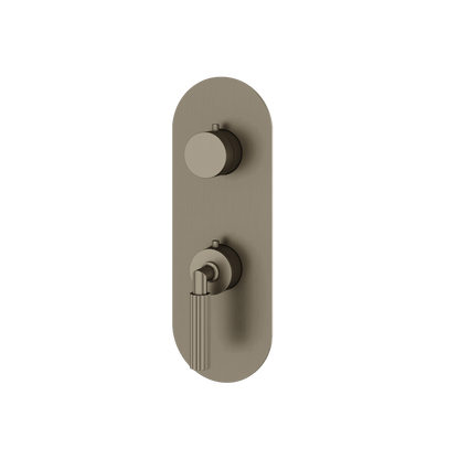 Aquabrass - Montecarlo Round Trim Set with Diverter for Thermostatic Valve - 3-Way Shared