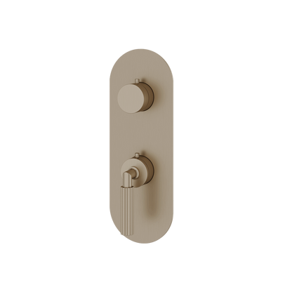 Aquabrass - Montecarlo Round Trim Set with Diverter for Thermostatic Valve - 3-Way Shared