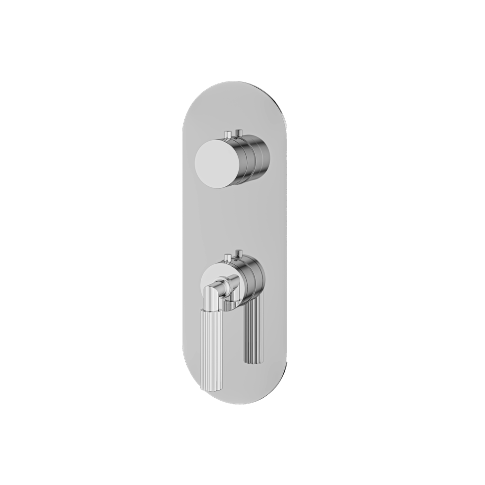 Aquabrass - Montecarlo Round Trim Set with Diverter for Thermostatic Valve - 3-Way Shared