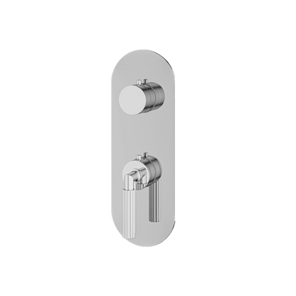 Aquabrass - Montecarlo Round Trim Set with Diverter for Thermostatic Valve - 3-Way Shared