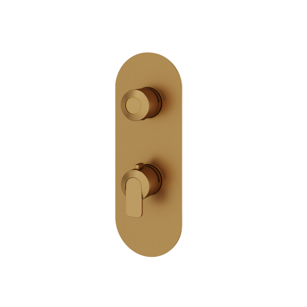 Aquabrass - C67 Round Trim Set with Diverter for Thermostatic Valve - 3-Way Shared