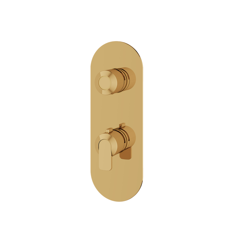 Aquabrass - C67 Round Trim Set with Diverter for Thermostatic Valve - 3-Way Shared