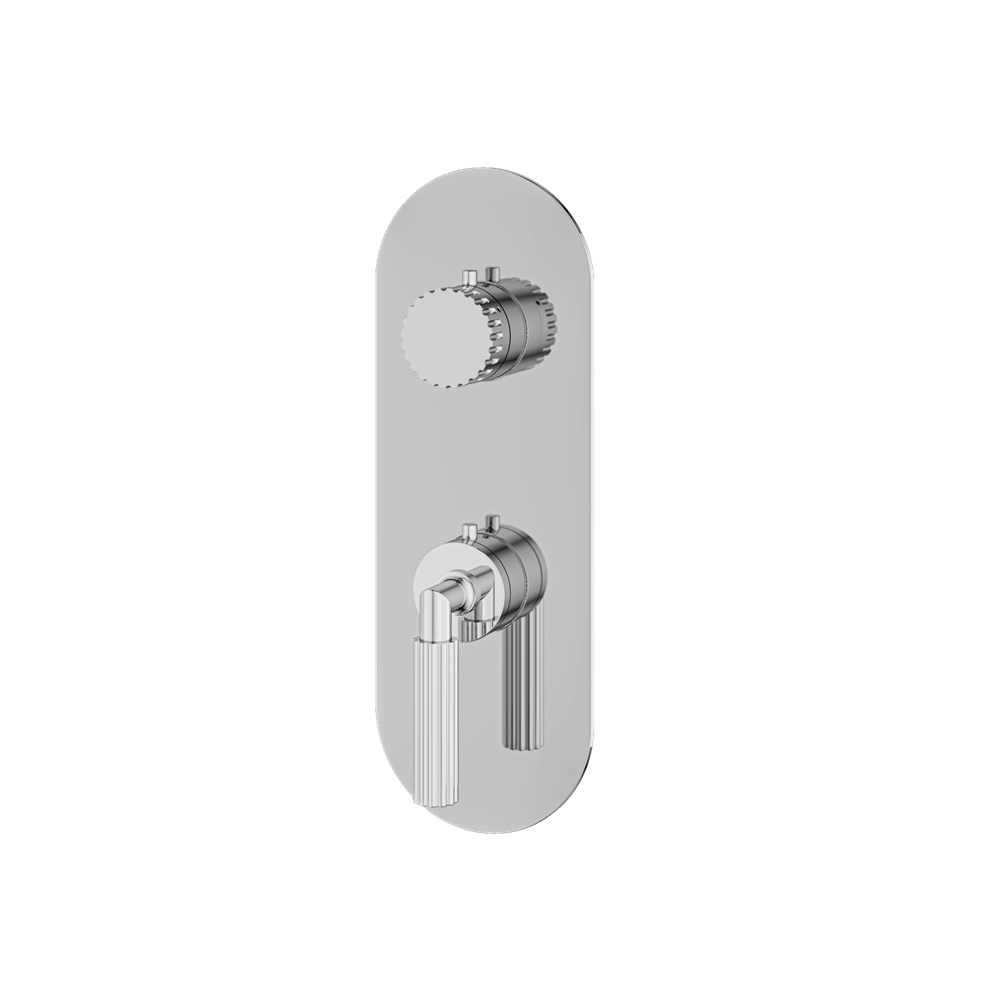 Aquabrass - Montebello Round Trim Set with Diverter for Thermostatic Valve - 3-Way non-shared CalGreen compliant