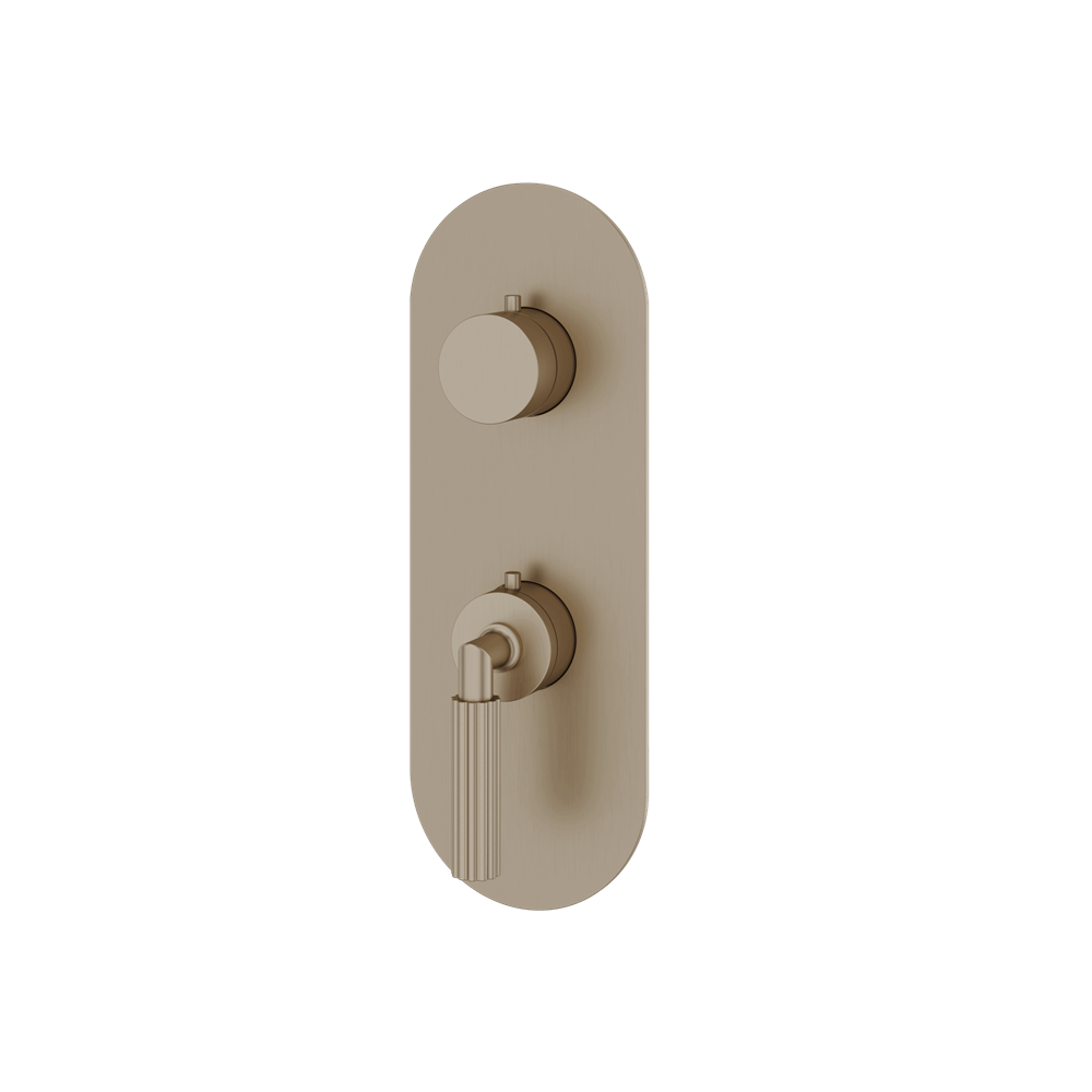 Aquabrass - Montecarlo Round Trim Set with Diverter for Thermostatic Valve - 3-Way non-shared CalGreen compliant