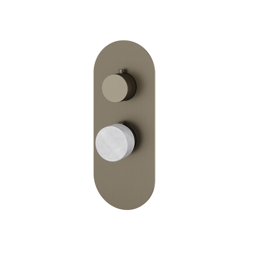 Aquabrass - Marmo Round Trim Set for 1 Shut-Off Thermostatic Valve