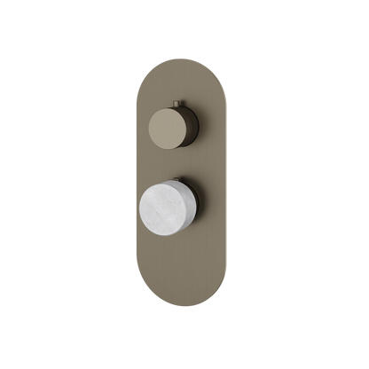 Aquabrass - Marmo Round Trim Set for 1 Shut-Off Thermostatic Valve